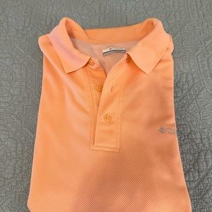 COLUMBIA PFG POLO SHIRT. PEACH COLOR. SIZE LARGE. EXCELLENT CONDITION. NON SMOKE